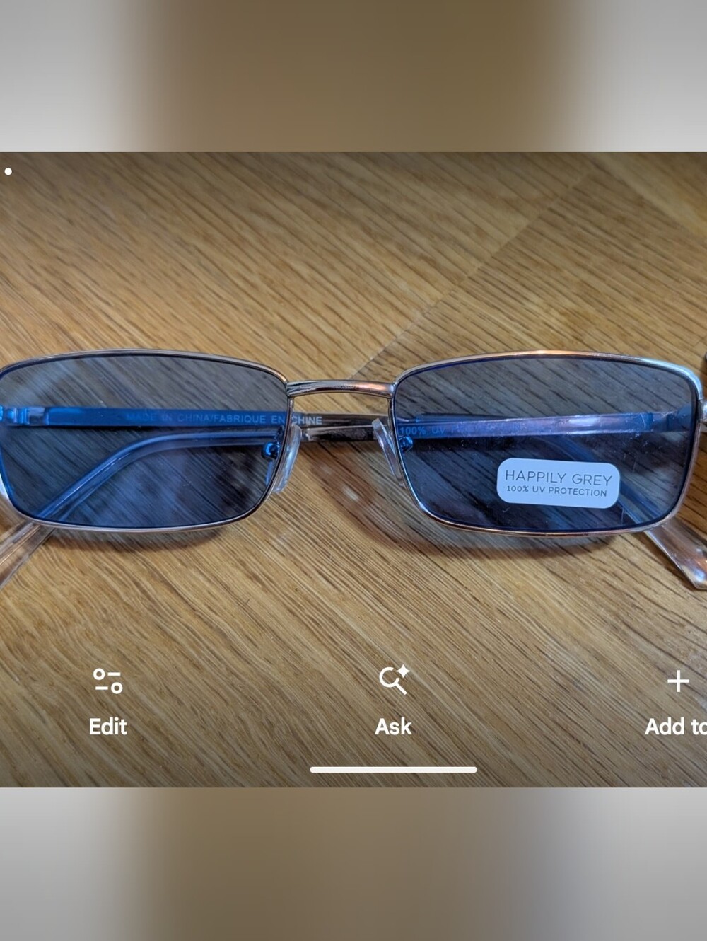 NWT Happily Grey Silver And Blue   Rectangle sunglasswz